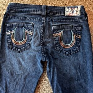 True Religion Women Skinny Blue Jeans Sequin Horseshoe Size 27